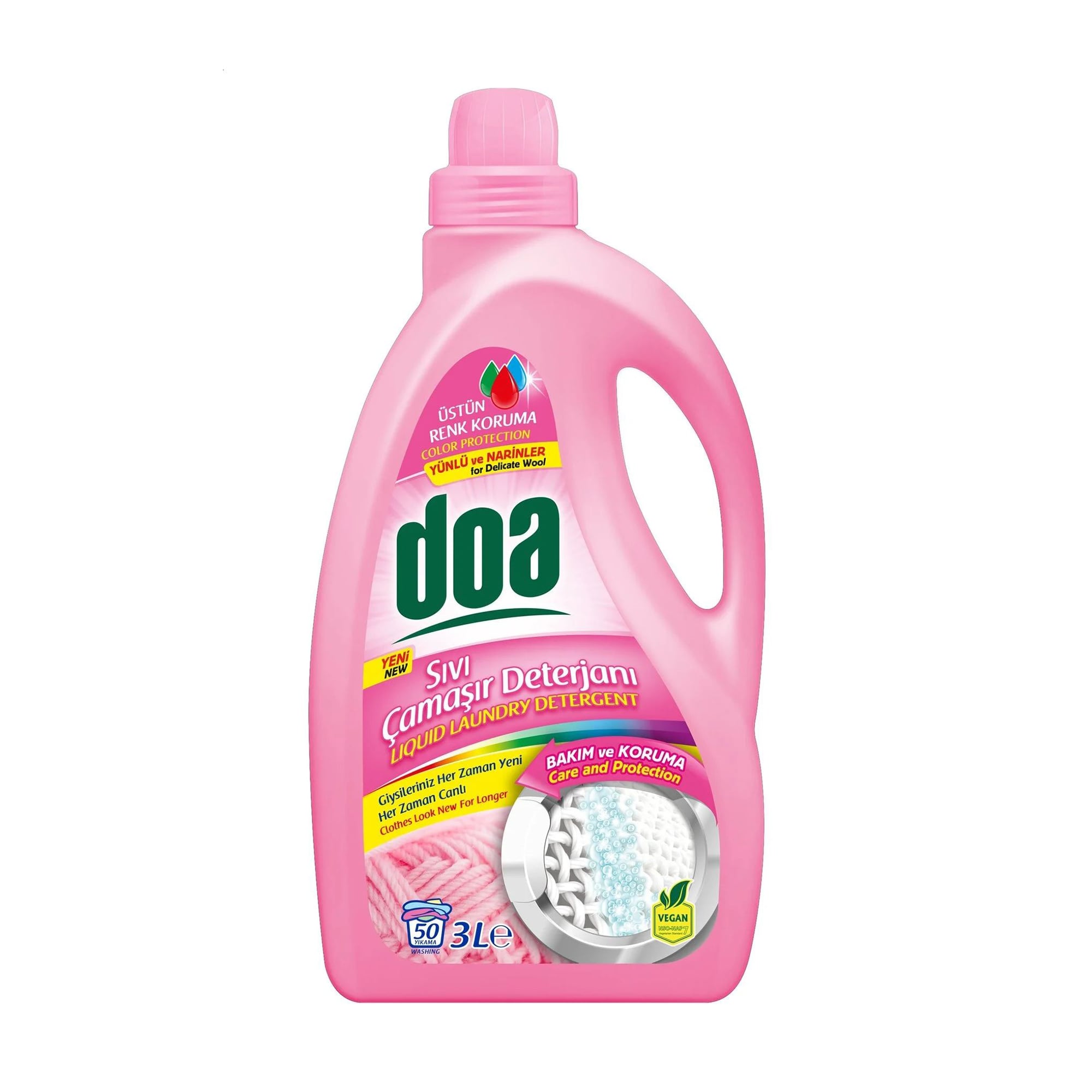Рідкий засіб для прання doa Delicate Wool для делікатних тканин та вовни, 50 циклів прання, 3 л